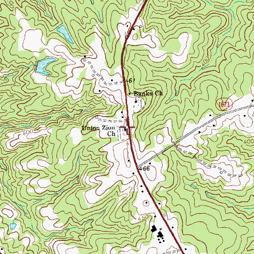 Topographic Map of Union Zion Church, NC