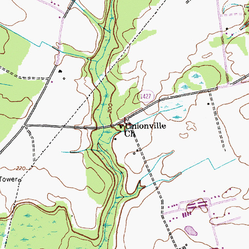 Topographic Map of Unionville Church, NC