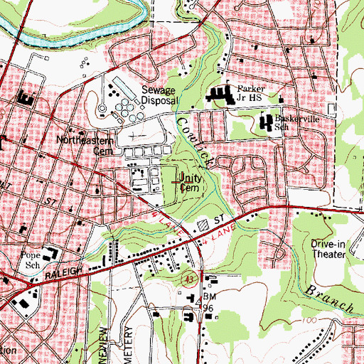 Topographic Map of Unity Cemetery, NC