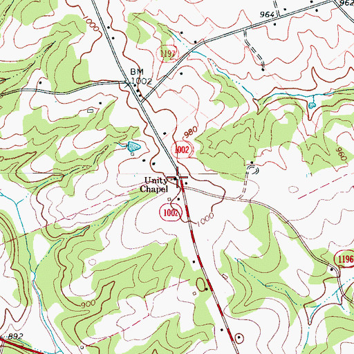 Topographic Map of Unity Chapel, NC