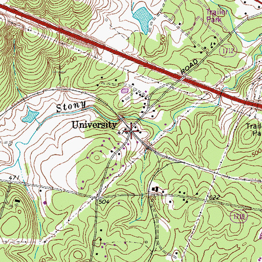 Topographic Map of University, NC