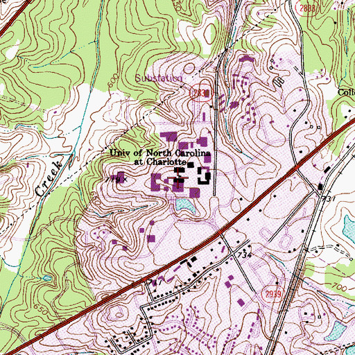 Topographic Map of University of North Carolina - Charlotte, NC
