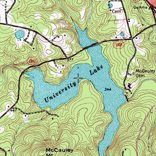 Topographic Map of University Lake, NC