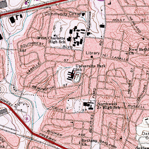 Topographic Map of University Park Creative Arts Elementary School, NC