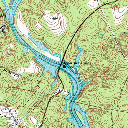 Topographic Map of Upper Armstrong Bridge, NC
