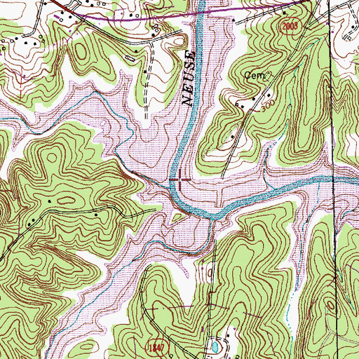 Topographic Map of Upper Barton Creek, NC