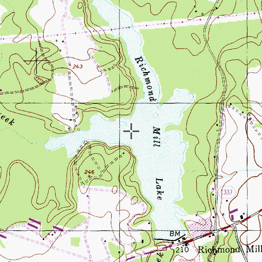 Topographic Map of Upper Beaverdam Creek, NC