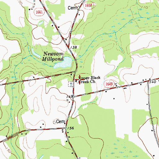 Topographic Map of Upper Black Creek Church, NC