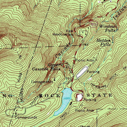Topographic Map of Upper Cascade Falls, NC