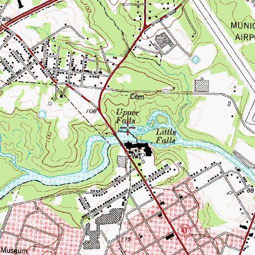 Topographic Map of Upper Falls, NC