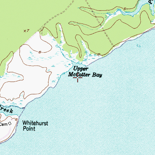 Topographic Map of Upper McCotter Bay, NC