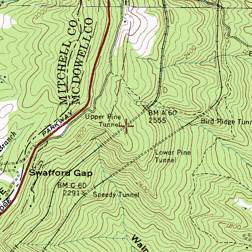 Topographic Map of Upper Pine Tunnel, NC
