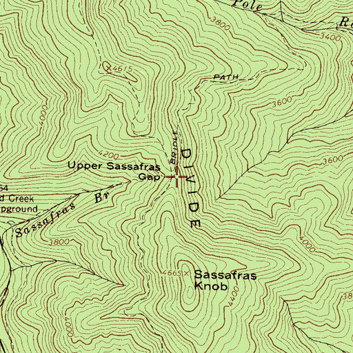 Topographic Map of Upper Sassafras Gap, NC