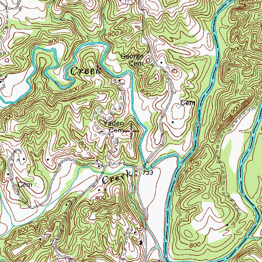Topographic Map of Vaden Cemetery, NC