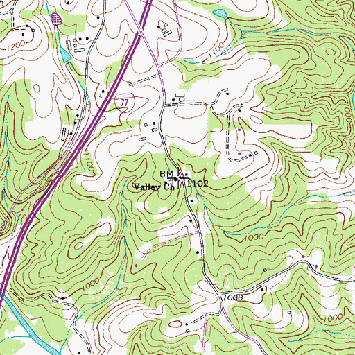 Topographic Map of Valley Church, NC