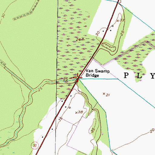 Topographic Map of Van Swamp Bridge, NC