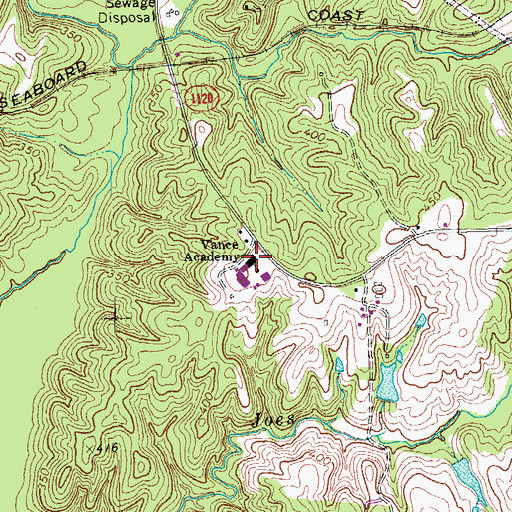 Topographic Map of Vance Academy, NC