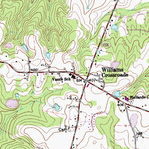 Topographic Map of Vance School, NC