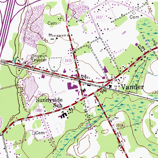 Topographic Map of Vander, NC
