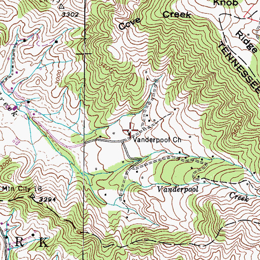 Topographic Map of Vanderpool Church, NC