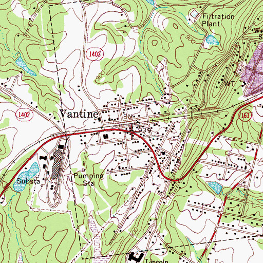 Topographic Map of Vantine, NC