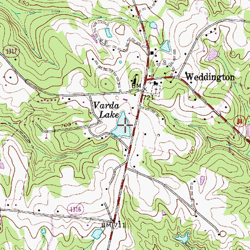 Topographic Map of Varda Lake, NC