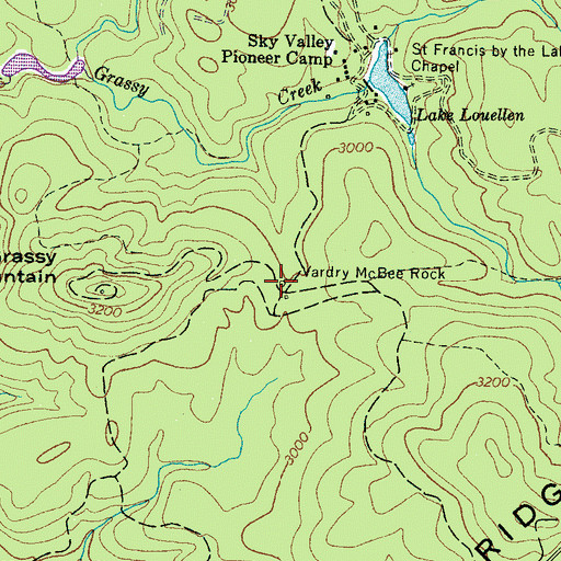 Topographic Map of Vardry McBee Rock, NC