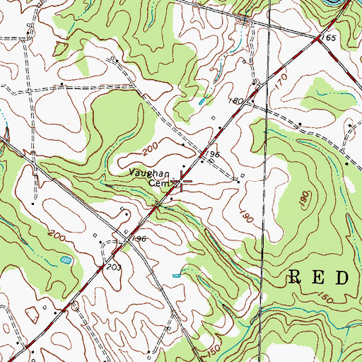 Topographic Map of Vaughan Cemetery, NC