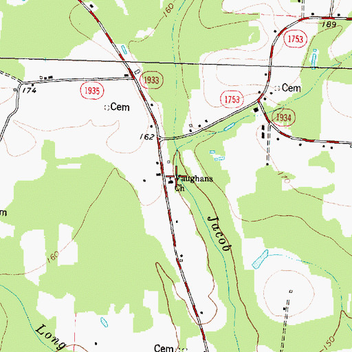Topographic Map of Vaughans Church, NC