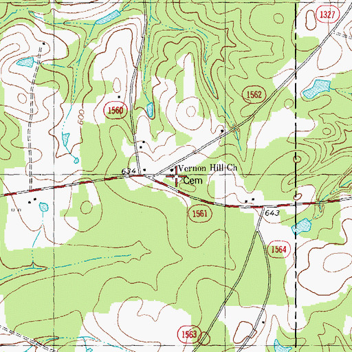 Topographic Map of Vernon Hill Church, NC