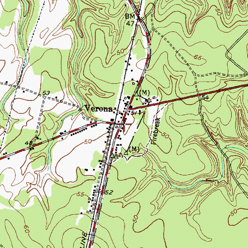 Topographic Map of Verona, NC