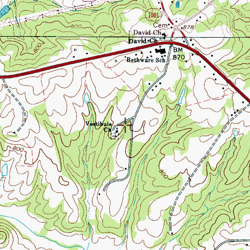 Topographic Map of Vestibule Church, NC