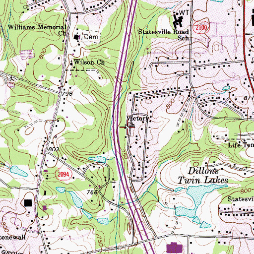 Topographic Map of Victory Church, NC