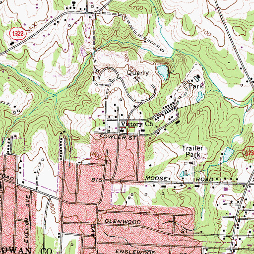 Topographic Map of Victory Church, NC