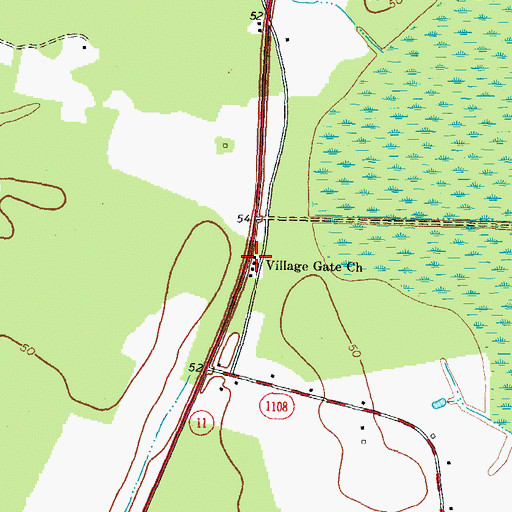 Topographic Map of Village Gate Church, NC