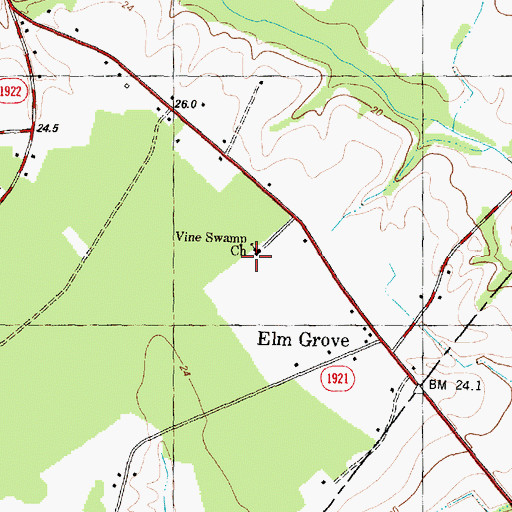 Topographic Map of Vine Swamp Church, NC