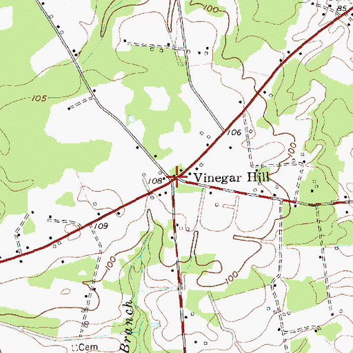 Topographic Map of Vinegar Hill, NC