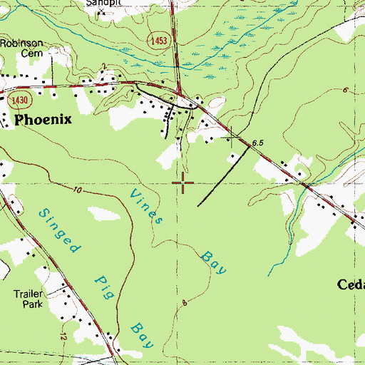 Topographic Map of Vines Bay, NC
