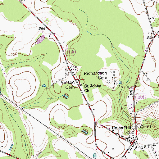 Topographic Map of Vinson Cemetery, NC