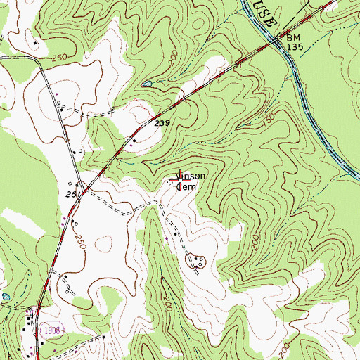 Topographic Map of Vinson Cemetery, NC
