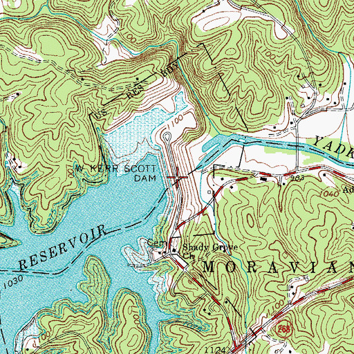 Topographic Map of W Kerr Scott Dam, NC