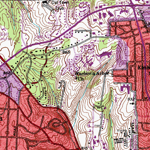Topographic Map of Wachovia Arbor Church, NC