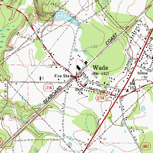 Topographic Map of Wade, NC