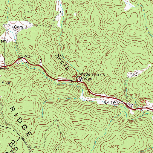 Topographic Map of Wade Harris Bridge, NC