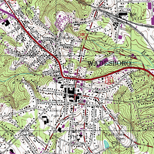 Topographic Map of Wadesboro, NC
