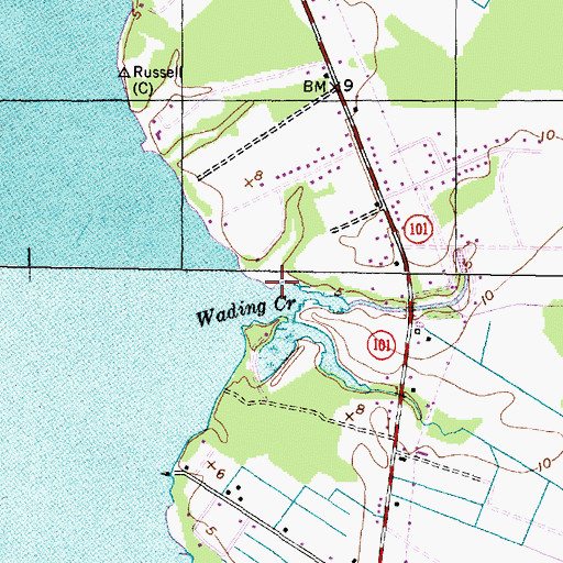 Topographic Map of Wading Creek, NC