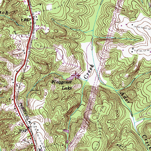 Topographic Map of Waggoner Lake, NC