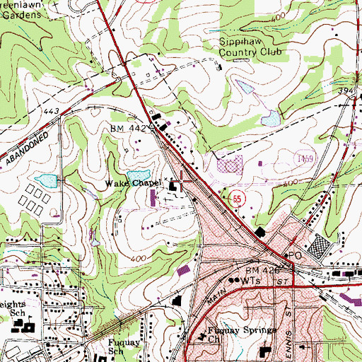 Topographic Map of Wake Chapel, NC