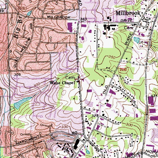 Topographic Map of Wake Chapel, NC