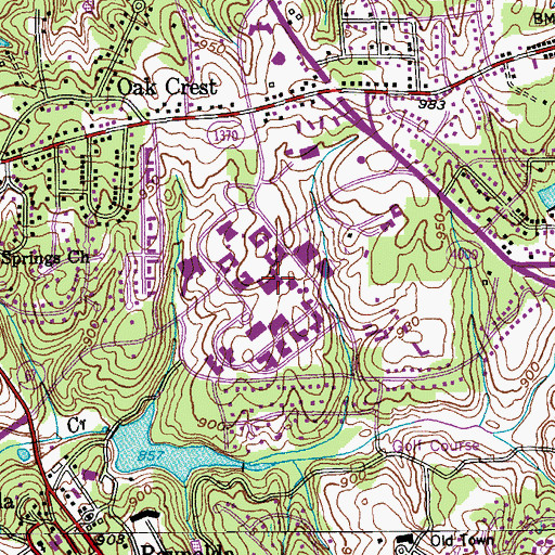 Topographic Map of Wake Forest University, NC